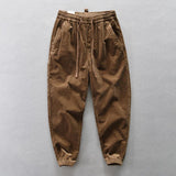 Men's Vintage Corduroy Loose Loose Elastic Waist Pants 88615359M