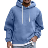 Men's Solid Color Loose Casual Fleece Pocket Hoodie 51863163X