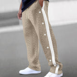 Men's Colorblock Jacquard Button Casual Pants 33059837X