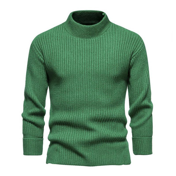 Men's Casual Half Turtleneck Solid Color Pullover Knitted Sweater 33902719M