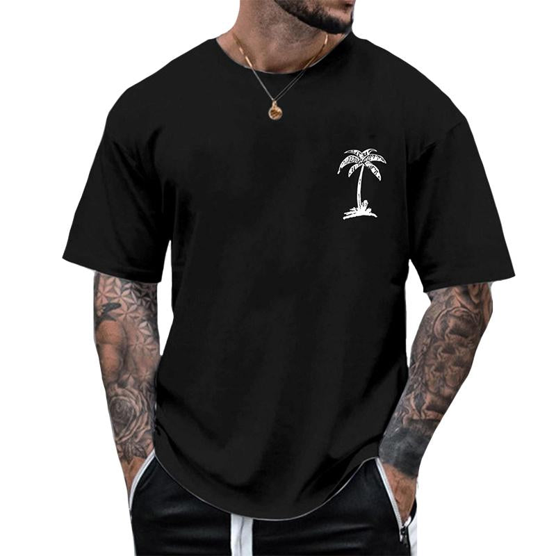 Men's Casual Coconut Tree Round Neck T-Shirt 38037043TO