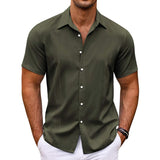Men's Casual Printed Single Breasted Short Sleeve Shirt 82996209Y