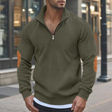 Men's Corduroy Colorblock Stand Collar Half Zip Long Sleeve Sweatshirt 59980123Y