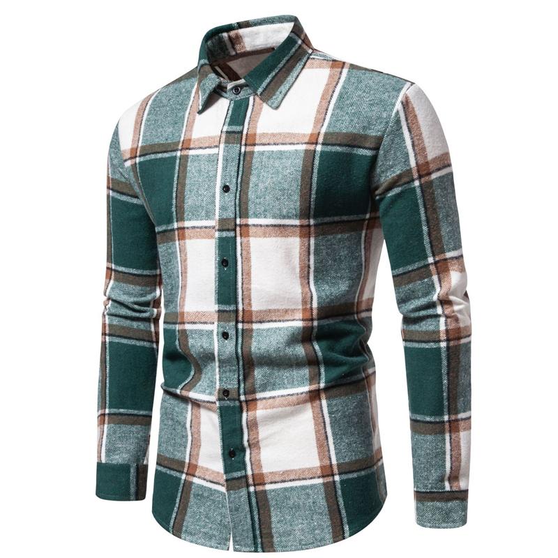Men's Casual Flannel Plaid Long Sleeve Shirt 15163152Y