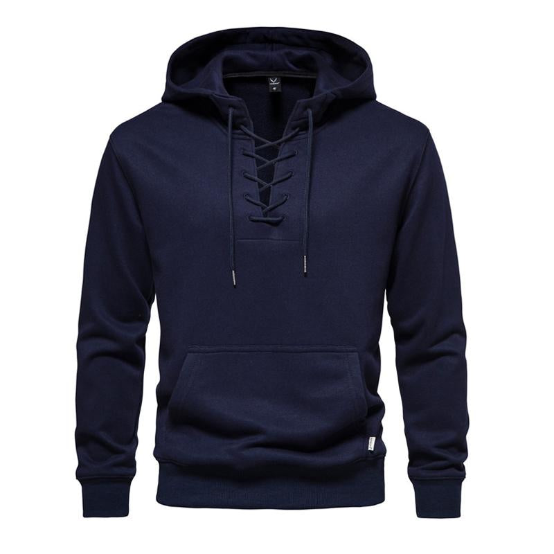 Men's Solid Cotton Loose Fit Hoodie 91105214X