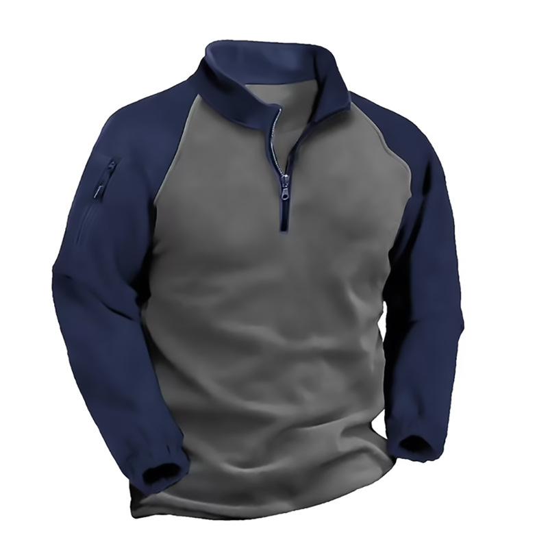 Men's Casual Stand Collar Pullover Zipper Sweatshirt 14943927X