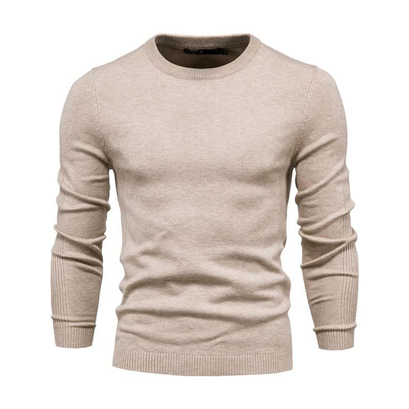 Men's Classic Casual Solid Color Round Neck Slim Sweater 81109540K