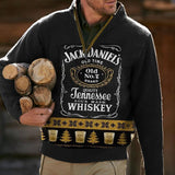 Men's Printed Half-Zip Pullover Stand Collar Sweater 38444304X