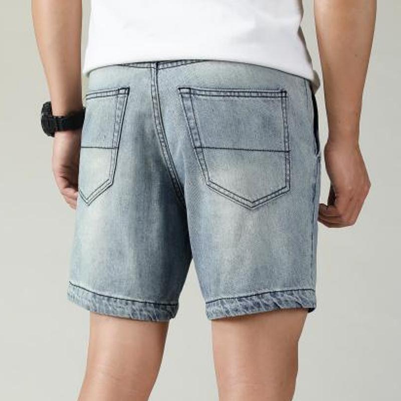 Men's Casual Washed Distressed Denim Straight Cargo Shorts 79656200M
