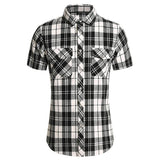 Men's Vintage Plaid Short Sleeve Lapel Shirt 15735967X
