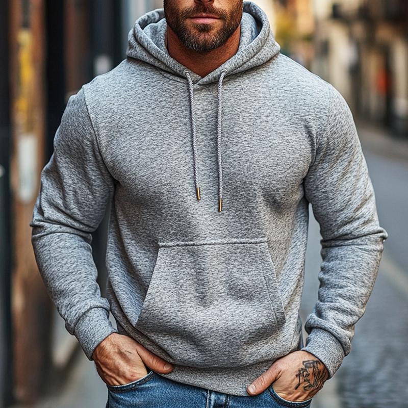 Men's Retro Casual Sports Drawstring Hooded Sweatshirt 45066795TO