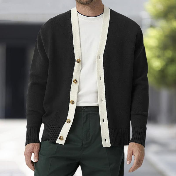 Men's Vintage Color Block Long Sleeve Sweater Cardigan 02126372Y