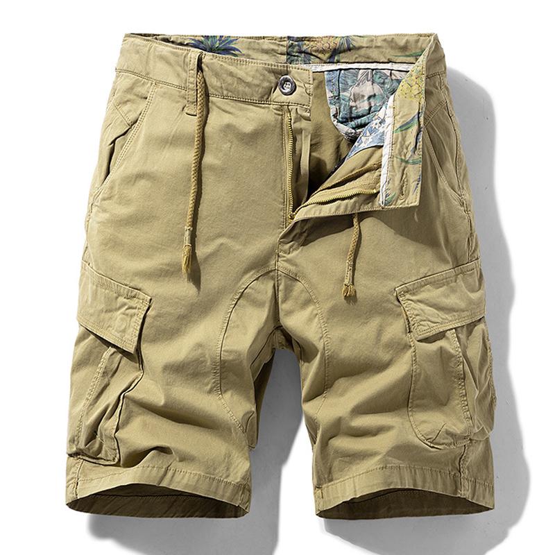 Men's Casual Cotton Loose Multi-Pocket Cargo Shorts 05420553M