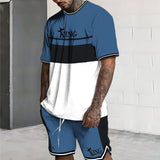 Men's Casual Color Matching King Short-sleeved Two-piece Set 99374052TO