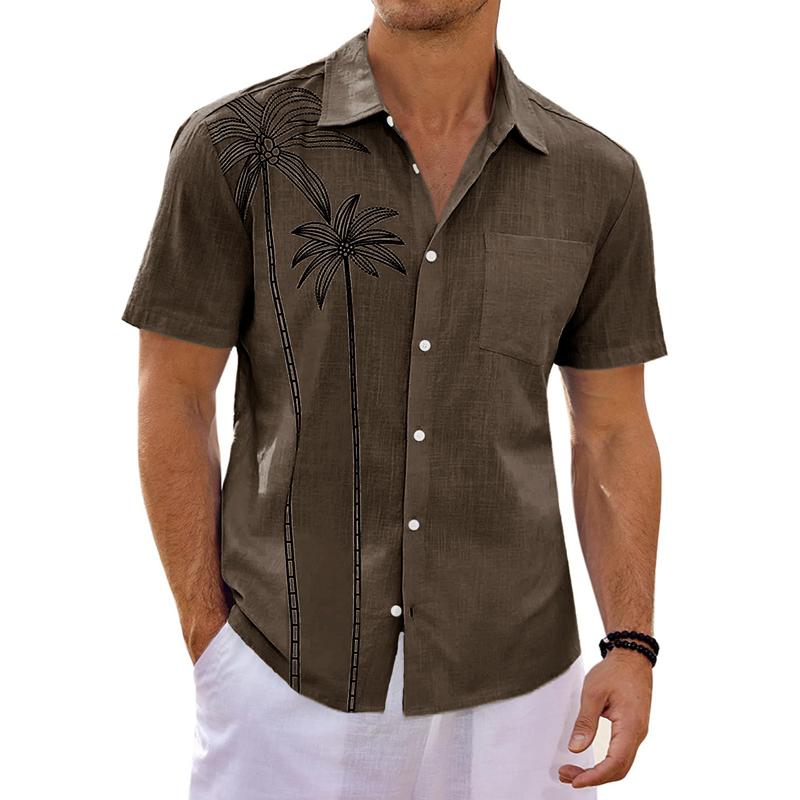 Men's Hawaiian Print Lapel Beach Short Sleeve Shirt 80167288X