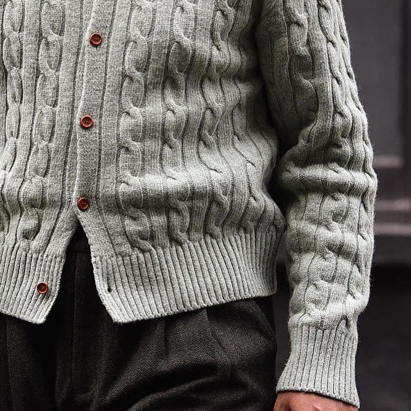 Men's Vintage Jacquard Knit Single Breasted Knit Cardigan 83915336X