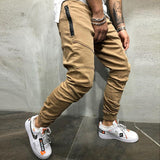 Men's Solid Color Stitching  Zip Pocket Cargo Pants 60278611Z