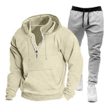 Men's Hooded Casual Sweatshirt and Sweatpants Two-piece Set 87615343X