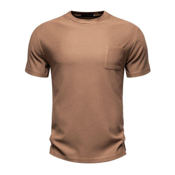 Men's Casual Cotton Blended Round Neck Patch Pocket Short Sleeve T-Shirt 18070636M