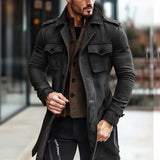 Men's Solid Color Slim Fit Mid-length Coat 74376977X