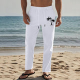 Men's Coconut Print Breathable Cotton And Linen Loose Casual Pants 37338839Z