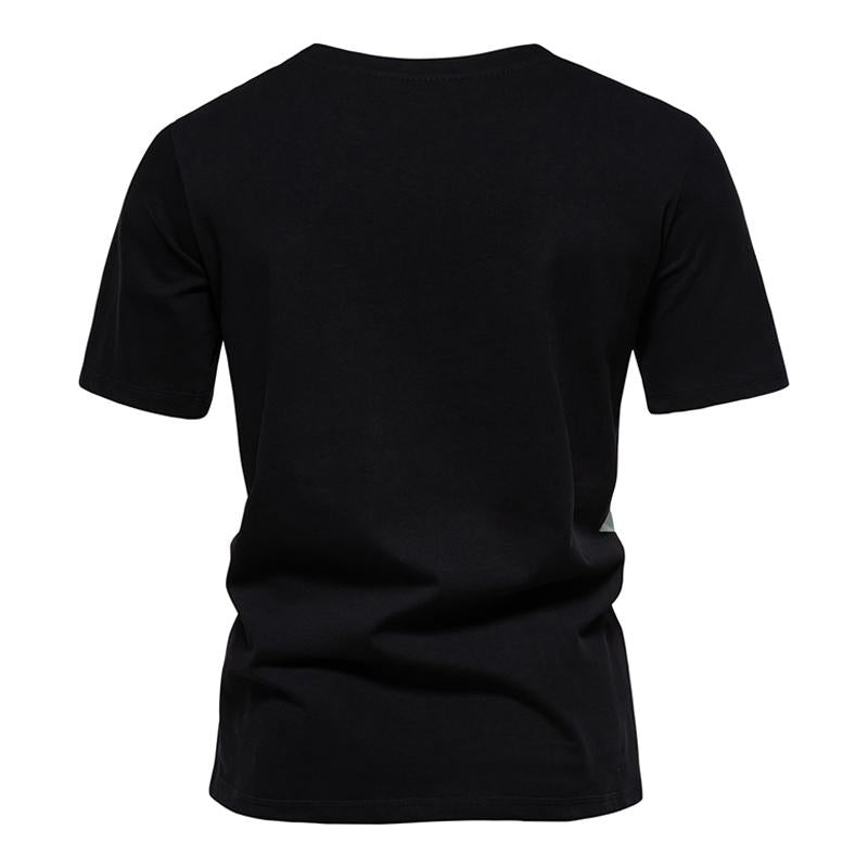 Men's Fashionable Cotton Contrast Color Patchwork Round Neck Short Sleeve T-Shirt 96306248M