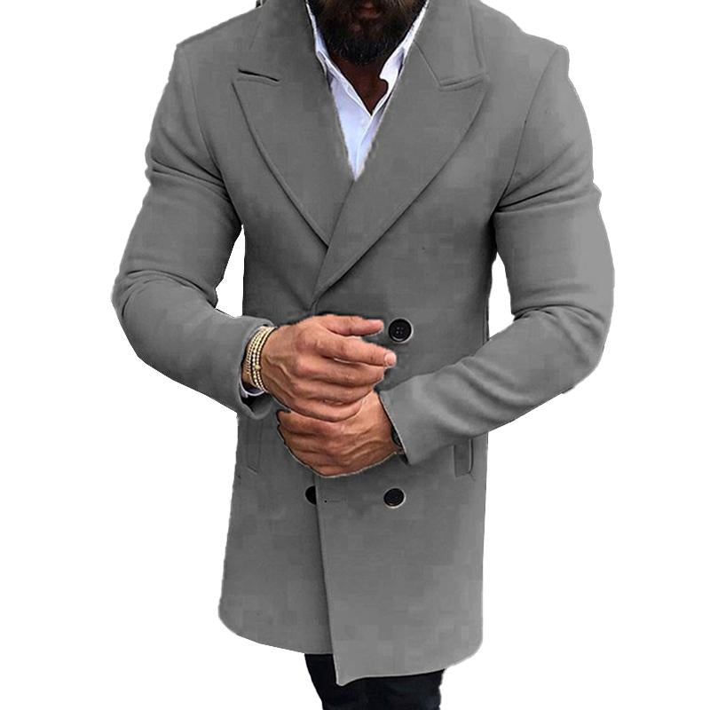 Men's Solid Color Double Breasted Trench Coat 18880985X