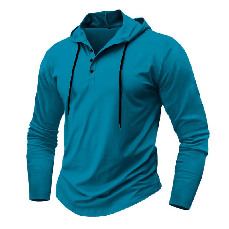 Men's Casual Solid Color Loose Long Sleeve Hoodie 50305630X