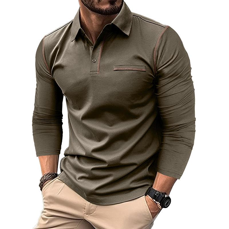 Men's Casual Lapel Slim Fit Long Sleeve Polo Shirt 94947703M