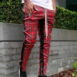 Men's Fashion Checked Mid Waist Casual Pants 11076277Z