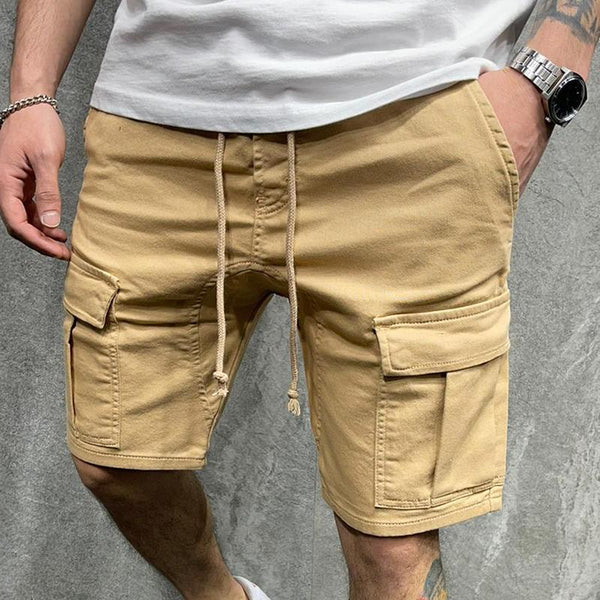 Men's Casual Solid Color Multi-pocket Cargo Shorts 18398228M