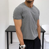 Men's Solid Round Neck Short Sleeve Casual T-shirt 26846758Z