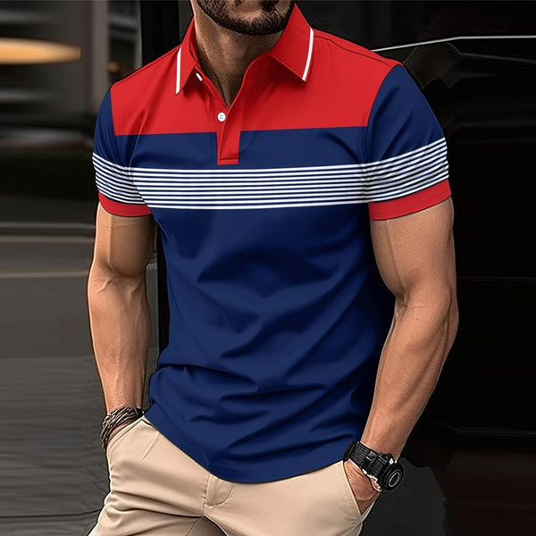 Men's Casual Striped Short Sleeve Polo Shirt 23976660Y