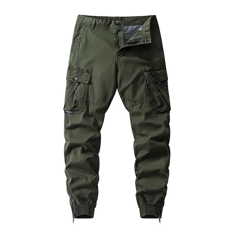 Pantalones cargo multibolsillos ajustados de algodón lavado para hombre, estilo informal, 02027158M