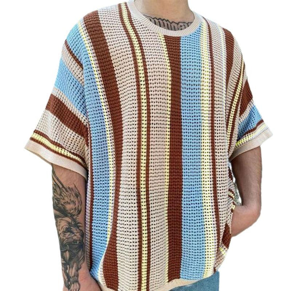 Men's Casual Knitted Round Neck Short Sleeve T-Shirt 51855111Y