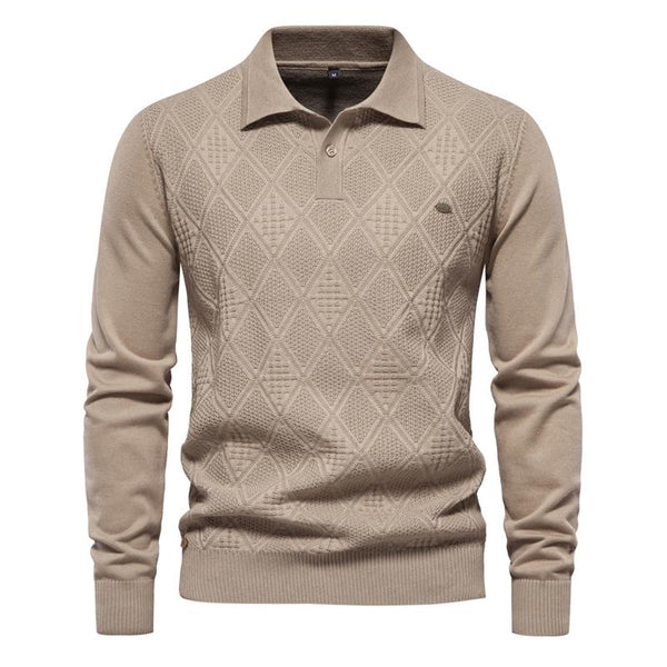 Men's Lapel Collar Solid Color Pullover Sweater 42450532X