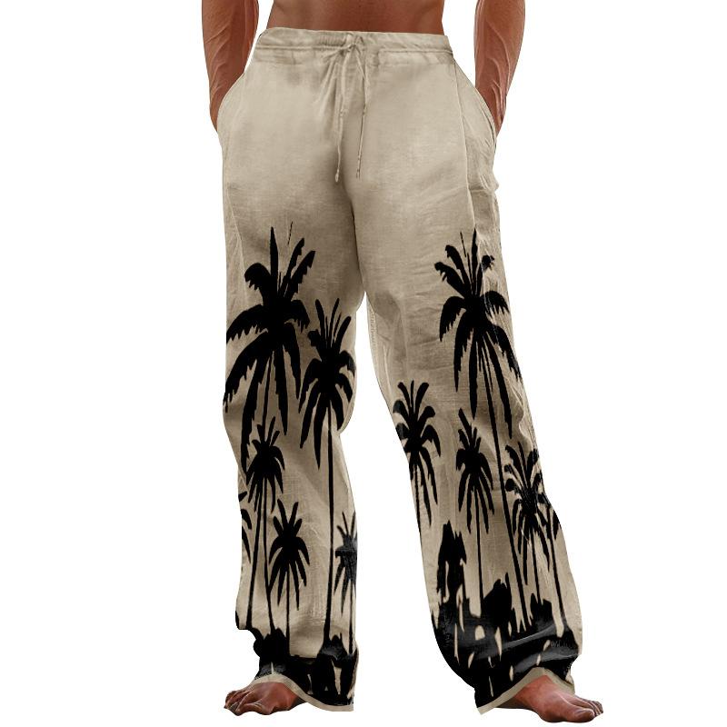 Men's Coconut Tree Print Loose Elastic Waist Casual Pants 32533231Z