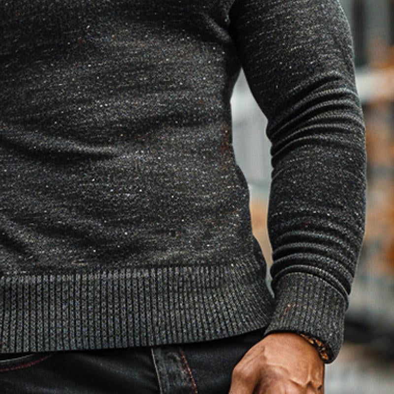 Men's Vintage Knitted Stand Collar Sweater 68087978X