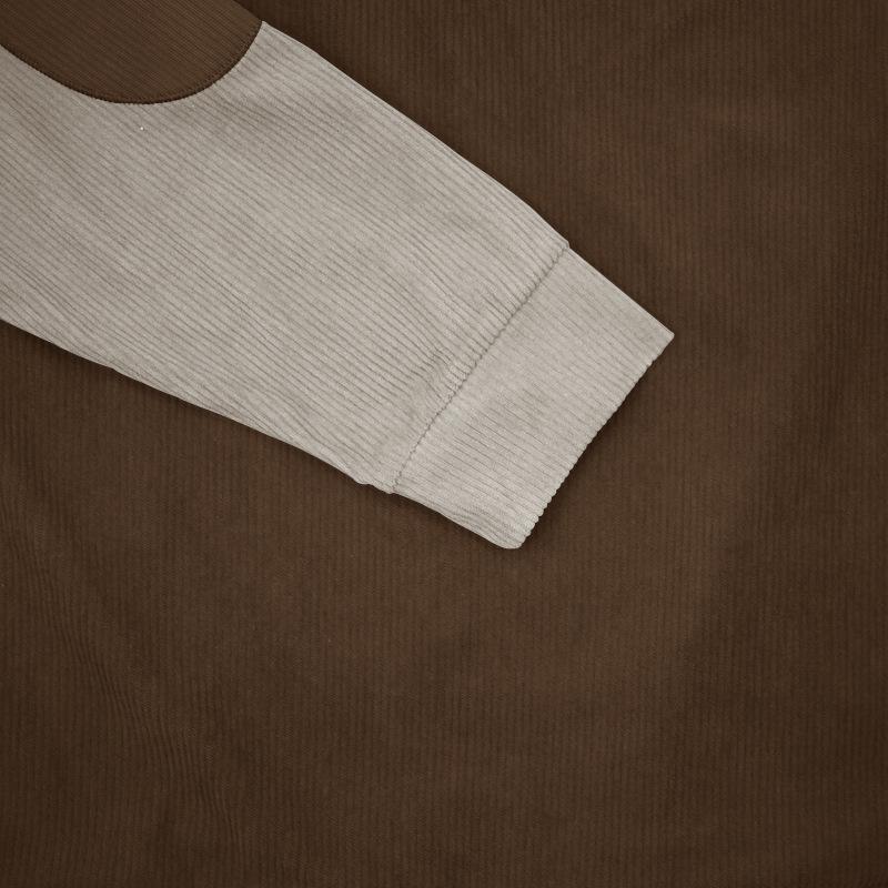 Men's Color Block Corduroy Stand Collar Long Sleeve Loose Sweatshirt 28034428Z