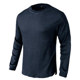 Men's Loose Round Neck Long Sleeve Waffle Basic T-Shirt 43052746X