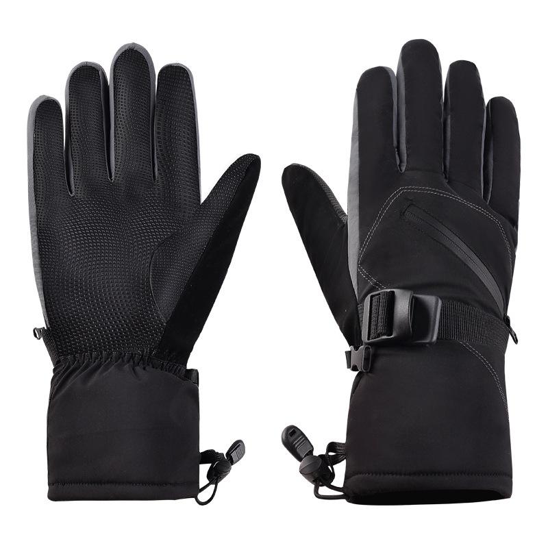 Men's Winter Adjustable Elastic Windproof and Waterproof Thickened Warm Gloves 79690967U