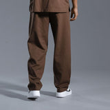 Men's Solid Loose Cotton And Linen Straight Casual Pants 09137359Z