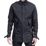 Men's Long Sleeve Casual Solid Color Stand Collar Shirt 01483965X