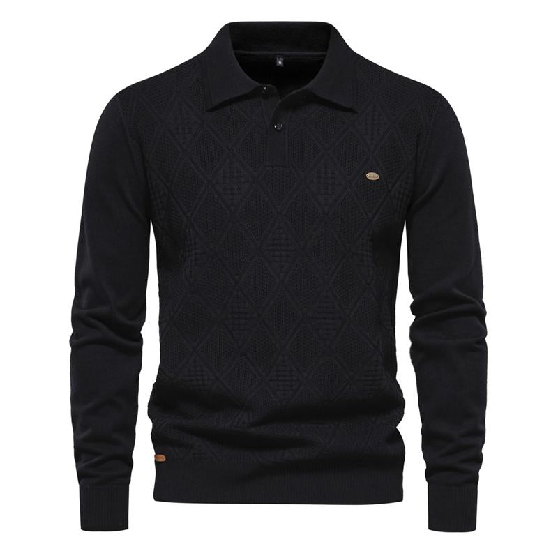 Men's Lapel Collar Solid Color Pullover Sweater 42450532X