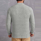 Men's Casual Solid Color Round Neck Long Sleeve Knitted Pullover 01770805Y
