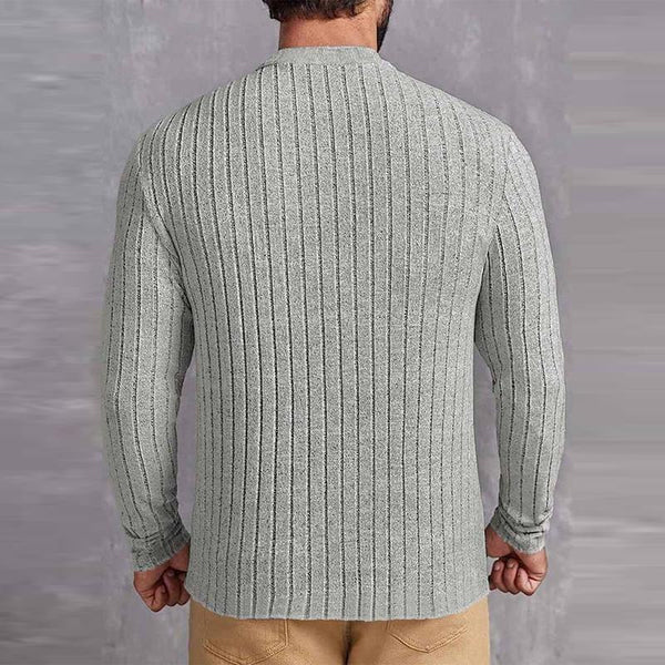 Men's Casual Solid Color Round Neck Long Sleeve Knitted Pullover 01770805Y