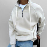 Men's Solid Color Loose Stand Collar Pullover Sweatshirt 92702535X