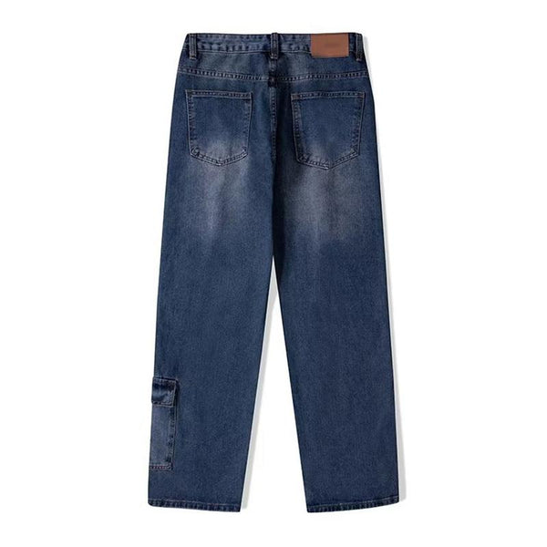 Men's Vintage Wash Workwear Loose Straight Wide Leg Jeans 29724550M