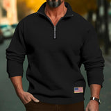 Men's Fleece Printed Casual Sports Lapel Loose Zipper Sweatshirt 56444024X