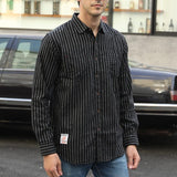 Men's Casual Striped Cotton Long-Sleeved Shirt 98115215Y